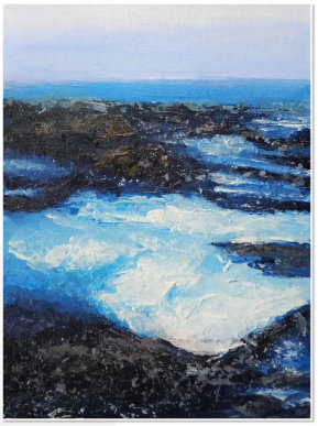 Nak Blaanwendraad. Sea and Rocks. Acrylic on canvas.