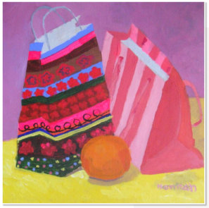 Hannah Lim. Paper Bags. Acrylic on canvas.