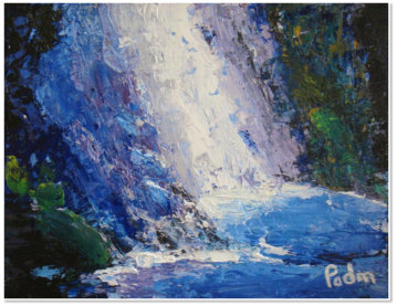 Padmaja. Waterfall. Acrylic on canvas.