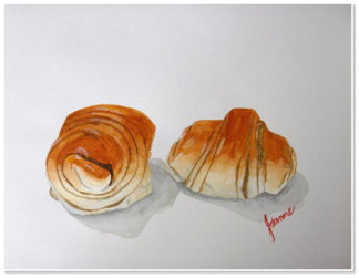 Joanne Tan. Two Buns. Watercolour on paper.